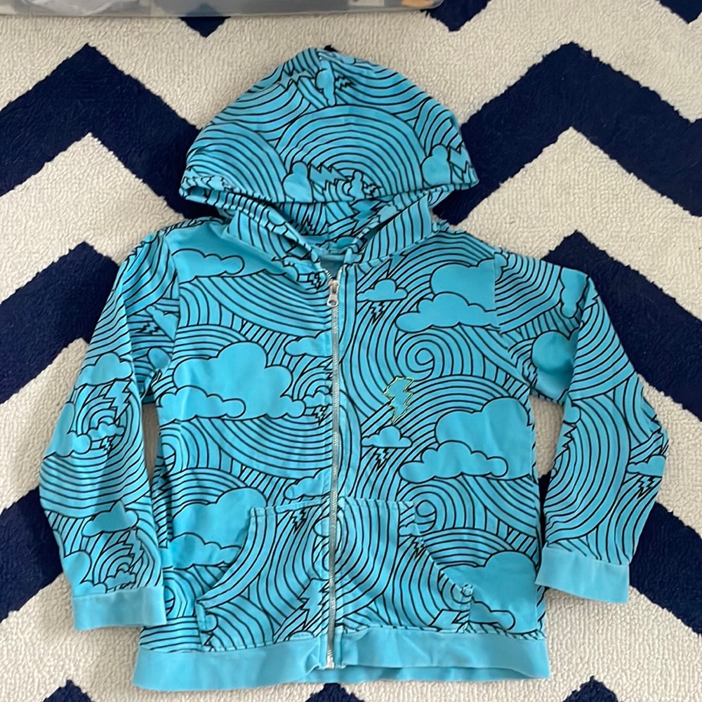 Ice cream castles designer full zip hoodie kids blue clouds